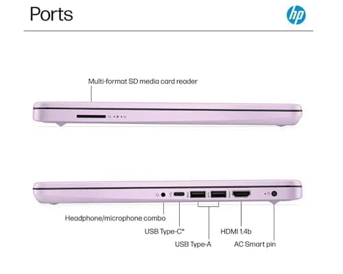 HP AI-Powered 14" HD Laptop with Microsoft Office and 1TB Cloud Storage Included for 1-Year| 8GB RAM|128GB SSD| Intel 4-Core CPU| Webcam|Ultra Light| Windows 11| RK Bundle|Purple — view 4