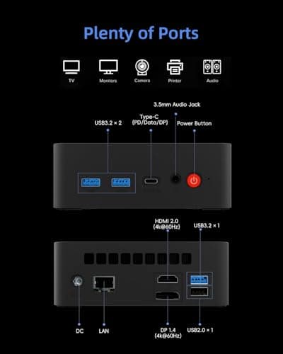 Mini PC, AMD Ryzen 5 3500U (Beats 4300U/N150/N100), 8GB RAM 256GB SSD — view 5