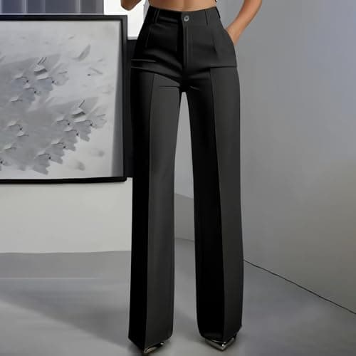 Women Wide Leg Pants Work Business Lightweight Trousers High Waist Work Casual Pull On Slacks with Pockets 2026 — view 2