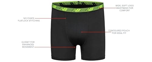 New Balance Boys' 3.5" Underwear, Performance Boxer Briefs (4 Pack), Midnight Violet/Ice/Airy Teal/Black, Medium — view 7