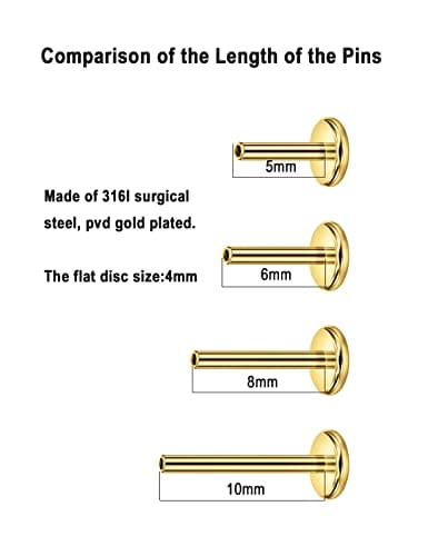 Birthstone Nose Studs Threadless Earring 18k Gold Plated 1.5mm 20 Gauge 6mm — view 4