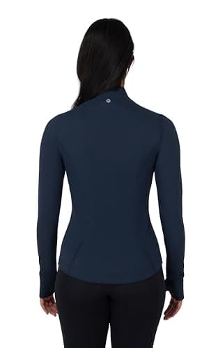 90 Degree By Reflex Full Zip Running Track Jacket Lightweight Athletic Slim Fit Jacket with Thumbholes, True Navy, Large — view 2