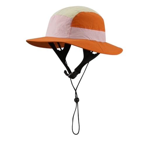 Clakllie Quick Dry Surf Bucket Hat with Chin Straps Sun Protection Cap Waterproof Fishing Sun Hat for Men Beach Hiking Hats,DCL1-Orange