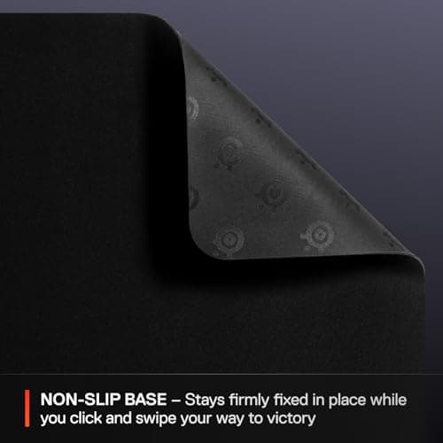 SteelSeries QcK Large Gaming Mousepad — Black — Non-Slip Silicone Rubber Base — Peak Tracking and Stability — Optimized for Gaming Sensors — 490 mm x 420 mm — FPS, MOBAs, RTS, MMO — view 3