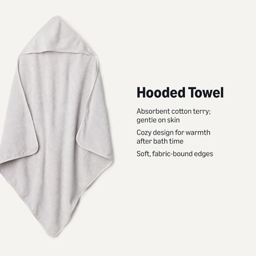 Amazon Essentials x Sofia Grainge Unisex Babies' Hooded Bath Towel, Pack of 2, Dove Grey/White, One Size