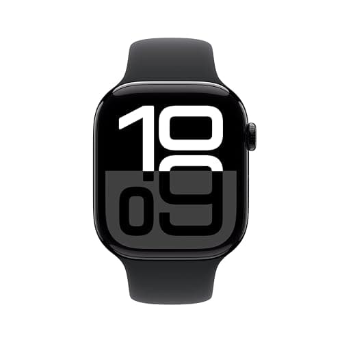 Apple Watch Series 10 [GPS 46mm case] Smartwatch with Jet Black Aluminum Case with Black Sport Band - M/L. Fitness Tracker, ECG App, Always-On Retina Display, Water Resistant — view 2