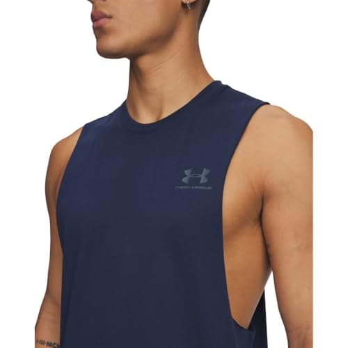 Under Armour Men's Sportstyle Left Chest Cut-Off T-Shirt, (409) Academy / / Downpour Gray, Medium — view 2