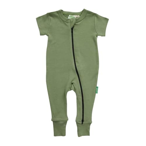 Parade Organic Essentials '2-Way' Zip Romper - Short Sleeve Olive Green 12-18 Months