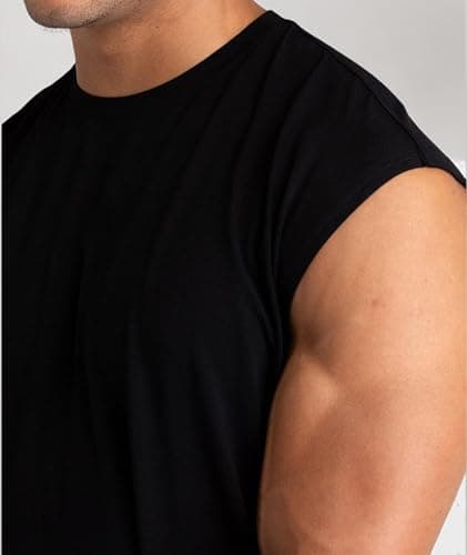 Holure 3 Pack Men's Gym Tank Tops Workout Sleeveless T-Shirts Athletic Muscle Tank Training Bodybuilding Tee Shirts Black/Black/Black-L — view 6