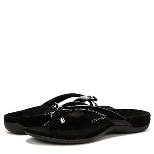 Vionic Bella Thong Sandals Black Patent 8 M — view 6