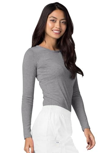 Adar Underscrubs for Women 2 Pack - Long Sleeve Underscrub Comfort Tee - 2902 - Dark Marl Gray - S — view 4