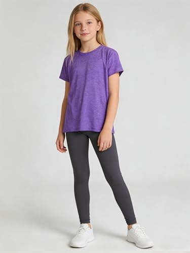 JORHIG 5 Pack Girls Shirts Athletic Dry-Fit T-Shirts Short Sleeve Summer Crew Neck Tops for Girls Kids Teens Set A 14-16Y — view 2