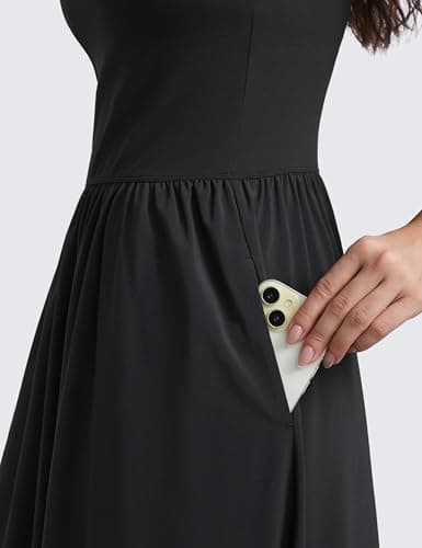 CRZ YOGA Square Neck Maxi Casual Dress Black Medium — view 5