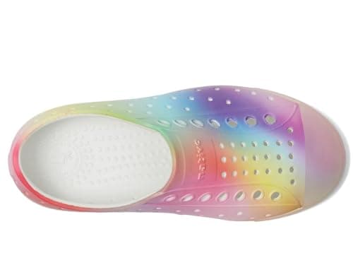 Native Shoes Unisex-Kids Jefferson Print Sneakers, Shell White/Translucent/Rainbow Blur, 3 Little Kid
