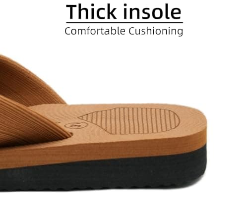 Meik Mangni Kids Boys Girls Flip Flops Comfortable Cushion Thong Sandals Lightweight Slip Resistant Sandals Summer Durable Quick Dry Slide Shower Shoes for Beach Swim Pool, Brown 4 Big Kid — view 4
