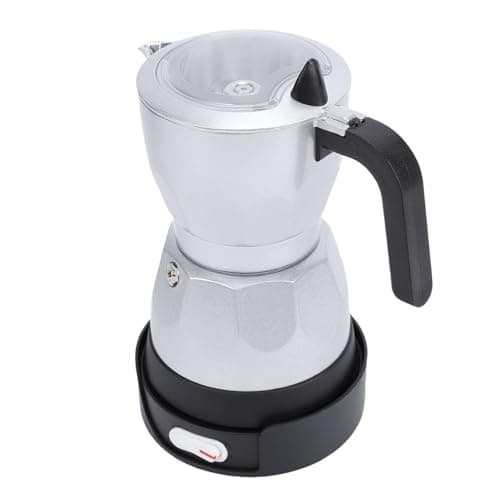 Jiawu Electric Coffee Maker 3 Cup Aluminum Octagonal Mocha Pot with Transparent Top, Easy Clean Heat Proof, Coffee Maker for Home Travel Office, 8.5x6.3in (Silver) — view 4