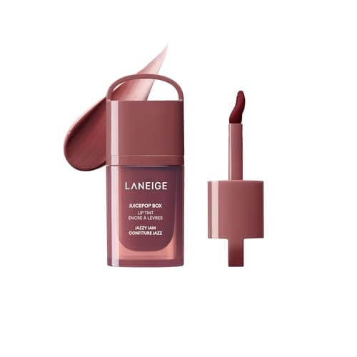 LANEIGE JuicePop Box Lip Tint: 12‑HR Hydrating Lightweight Stain with Buildable Juicy Color & Nourishing Shine, a K‑Beauty Lip Essential for Long‑Lasting Comfort, Jazzy Jam