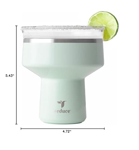 REDUCE Saltini 16 oz Cocktail Tumbler - Insulated Margarita Tumbler with Lid - Keeps Drinks Cold for 10 Hours - 360 Sippable Martini Glass Alternative - Shatterproof, Perfect for Parties - Sea Glass — view 7