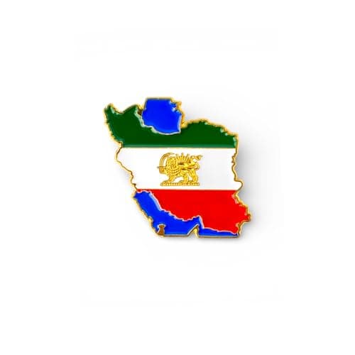 Persian Iran Lion and Sun Lapel Pin – Pahlavi Historic Enamel Pin – Gold Metal Persian Accessory (1)