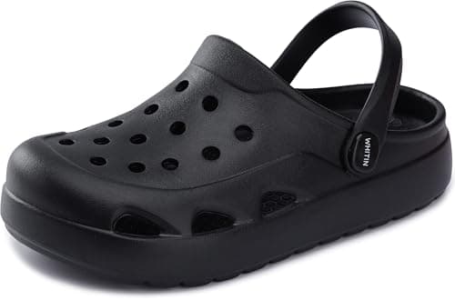 WHITIN Clogs for Women with Arch Support Mules for Men Breathable Slip On Unisex Garden Size 8 Sandals Lightweight Sole Comfy Classic Outdoor Beach House Male Slides Slippers Black 40