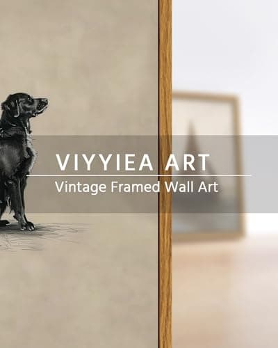 VIYYIEA Vintage Framed Black Dog Wall Art, Bedroom Living Room Minimalist Animal Art Decor, Antique Dog Canvas Print Paintings, Home Farmhouse Retro Still Life Decor, 8x10 Inch — view 6