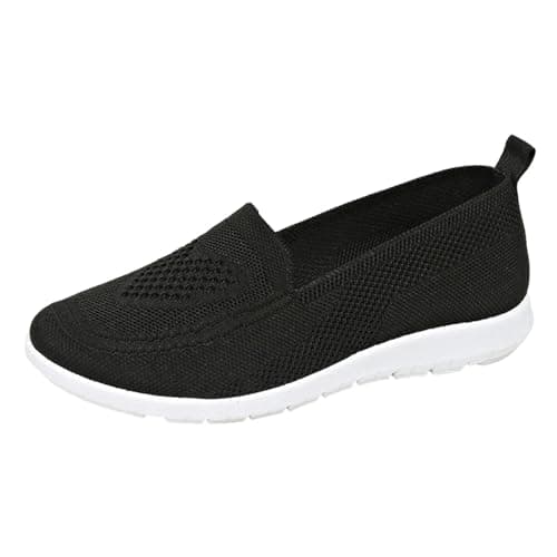 Women's Mesh Walking Shoes Summer Breathable Soft Arch Support Walking Anti-Skid Sports Shoes Black