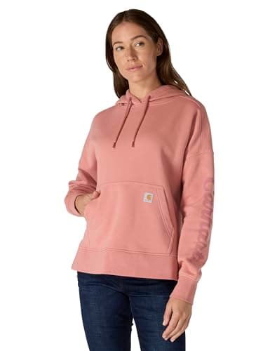 Carhartt Women's Oversized-fit Midweight Hooded Heart Graphic Sweatshirt, Rose Tint, X-Large