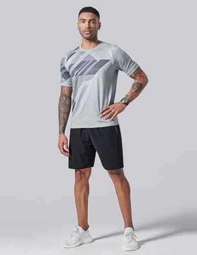 5 Pack Men’s Active Quick Dry Crew Neck T Shirts | Athletic Running Gym Workout Short Sleeve Tee Tops Bulk (Set 3, X-Large)