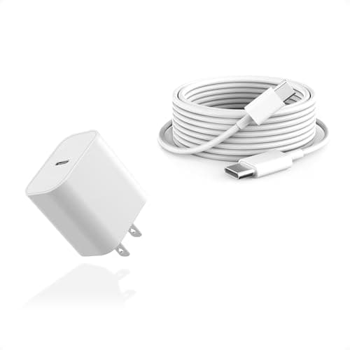 10ft Cable for Apple iPhone 16 15 Pro Max Charger Fast Charging iPad AirPods 4 (USB-C), 20w Type C Blcok 10-ft Long USB C to C Cord White 1Pack — view 7