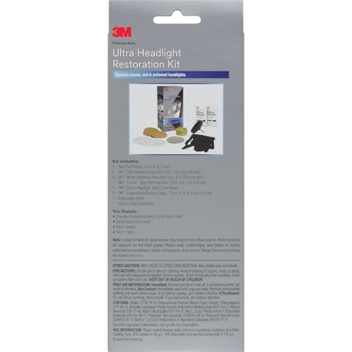 3M Ultra Headlight Restoration Kit, Contains Masking Tape, Light Sanding Discs, Wax Protectant and More, Use on Plastic Lenses Headlights, Taillights and More, Easy Heavy-Duty Restoration (39195) — view 3