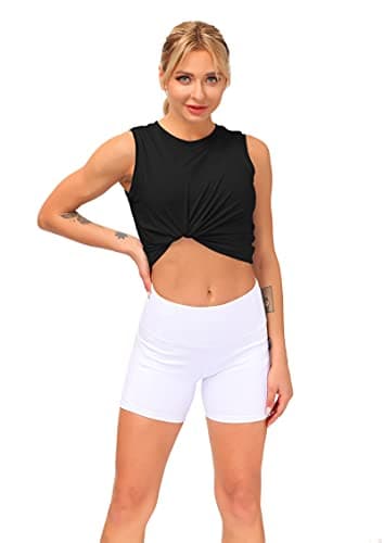 Dragon Fit Athletic Tank Tops for Women Sleeveless Workout Cool T-Shirt Running Short Tank Crop Tops (Large, Black, l) — view 4