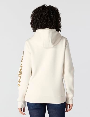 Carhartt Women's Relaxed Fit Midweight Logo Sleeve Graphic Sweatshirt, Malt/Carhartt Brown, Medium — view 2