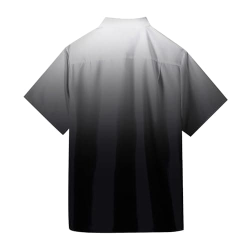 Mens Button Up Shirts Short Sleeve, Hawaiian Shirts Short Sleeve: Down Casual Gradient Print Summer Beach Shirts Tropical Resort Wear Dress Shirt Slim Fit Flannel (3XL, Black) — view 3