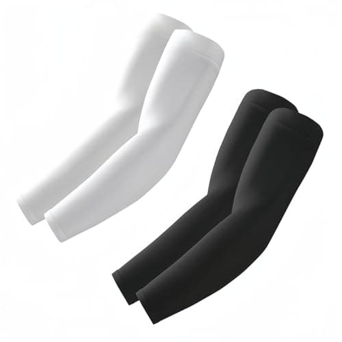 ROXUN 2 Pairs Arm Sleeves, Cooling UV Sun Protection Sports Compression for Men/Women Black+White