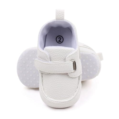 XYLUIGI Baby Loafers Prewalker Moccasin Newborn Soft Sole Non-Slip Slip on Shoes for Infant Todder Boys, White, 6-12 Months — view 3