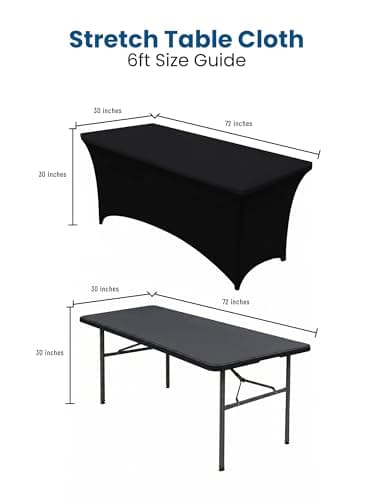 Utopia Kitchen Spandex Tablecloth 2 Pack [6FT, Black] Tight, Fitted, Washable and Wrinkle Resistant Stretch Rectangular Patio Table Cover for Event, Wedding, Banquet & Parties [72Lx30Wx30H Inch] — view 4