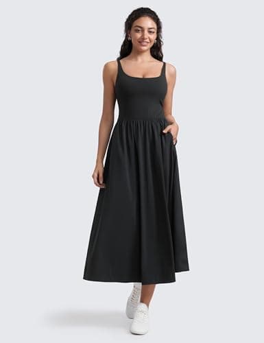 CRZ YOGA Square Neck Maxi Casual Dress Black Medium — view 3