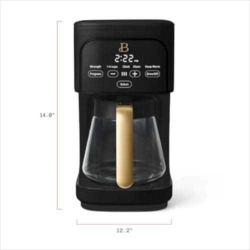 B - 12-Cup Programmable Coffee Maker with Touch Controls, Auto Brew Timer, Reusable Filter, Large Glass Carafe, Countertop Coffee Machine (Black Sesame) — view 4