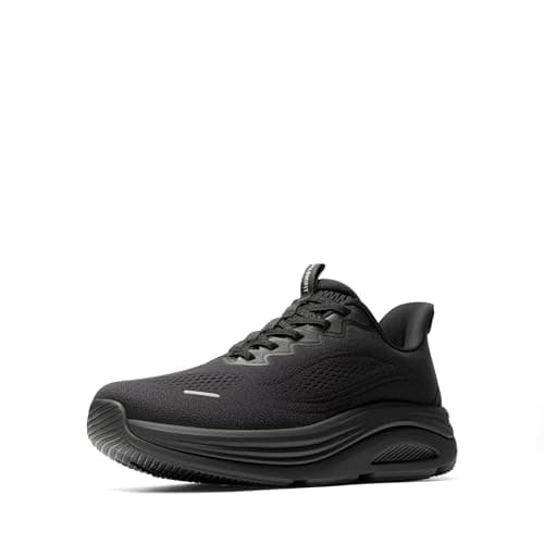 ALLSWIFIT Men's Slip On Wide Toe Box Walking Shoes Hands-Free Barefoot Cushion Running Tennis Arch Support Gym Workout Athletic Fashion Sneakers StediCloud,Size 9.5,All Black,SARS26002M