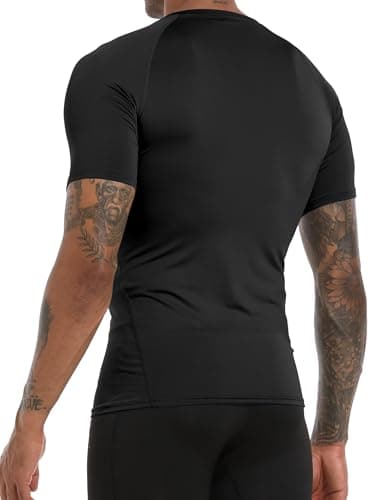 Holure Men's Compression Shirts Short Sleeve Workout Running T-Shirt Tops Cool Dry Base Layer Athletic Undershirt Black/Grey/Dark Grey 3P08-M