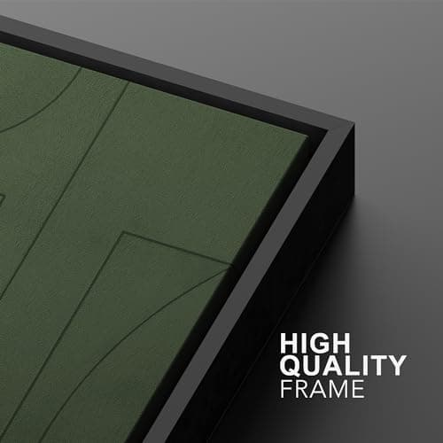 SIGNWIN Framed Canvas Print Wall Art Set Green Mid-Century Polygon Landscape Abstract Shapes Digital Art Modern Art Decorative Minimalism Vintage for Living Room, Bedroom, Office - 24"x36"x2 Black — view 4