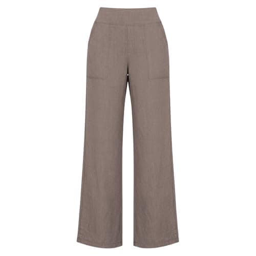 Womens Linen Pants Wide Leg Yoga Pants Women Casual Cotton Linen Palazzo Pant Lounge Beach Vacation Summer Straight Leg Trousers with Pockets Bronze L — view 7
