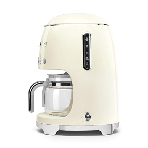 Smeg 50's Retro Style Aesthetic Drip Coffee Machine with 10 Cup Glass Carafe, Auto Start Feature, Keep Warm Plate, and Two Coffee Strength Settings (Cream) — view 5
