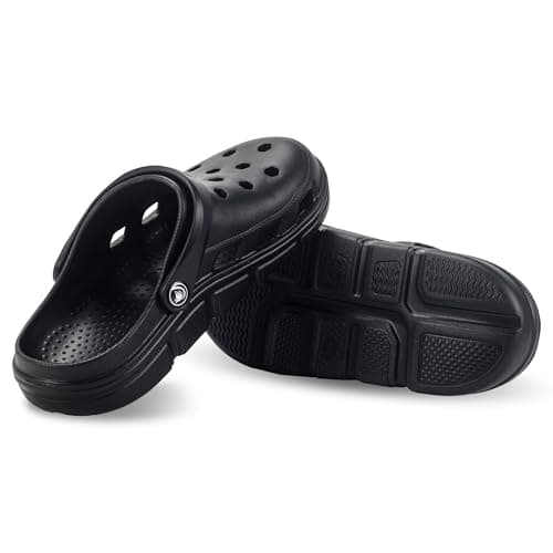 PIMIO Garden Clogs for Women and Men,Slip On Work Shoes with Arch Support,Womens Mens Quick-Dry Water Shoes Casual Sandals,Comfortable Slippers B Black — view 2