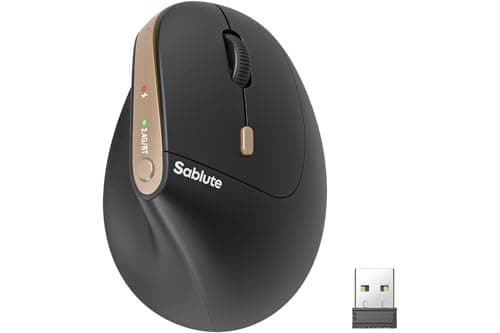 SABLUTE MAM3 Ergonomic Mouse, Bluetooth Mouse for Small/Medium Hands,Dual-Device Connectivity for Computer/Laptop, Rechargeable Wireless Vertical Mouse with 4 Adjustable DPI for Windows,Mac OS,Black
