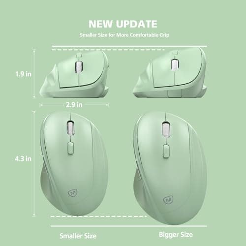 Ergonomic Wireless Mouse with USB Receiver for PC Computer, Laptop and Desktop, Ergo Vertical Mouse with Silent Clicks Long Battery Life, Up to 1600 DPI & 1 AA Battery Powered, Green — view 6