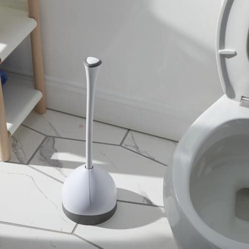 Clorox Toilet Plunger with Hideaway Holder Caddy Heavy-Duty Compact Design with Non-Skid Rubber Base for Bathroom Convenient Storage Toilet Unclogger, 6.5x19.5-Inch, White — view 5