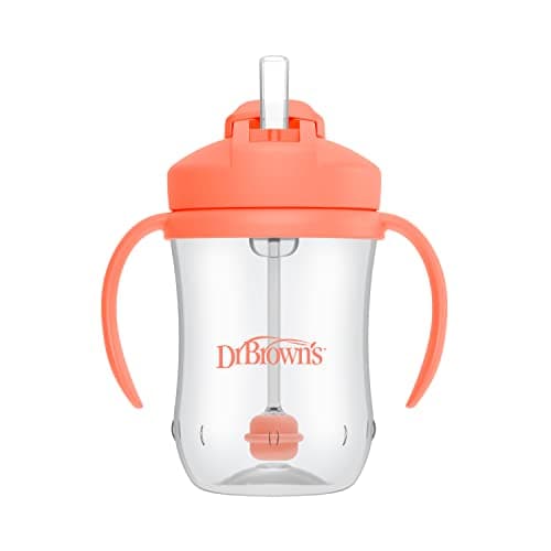 Dr. Brown's Milestones Baby's First Straw Cup, Training Cup with Weighted Straw, 9 oz/270 mL, BPA-free, 6m+, Coral/Olive Green, 2-Pack — view 10