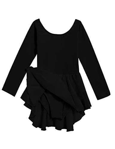 Arshiner Kids Girls Classic Long Sleeve Leotard Dance Ballet Dress, Black, 120 — view 8