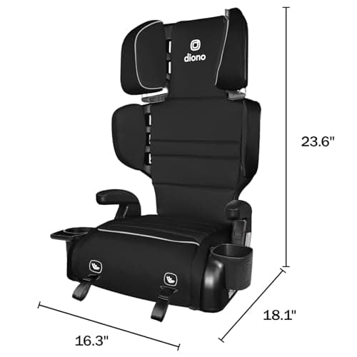 Diono Connect3 RXT 2-in-1 High Back Booster, Slim Fit 3-Across in Many Mid-Sized Sedans and SUVs, for Children from 40-120 lbs., Lightweight with Latch, Black Storm — view 5